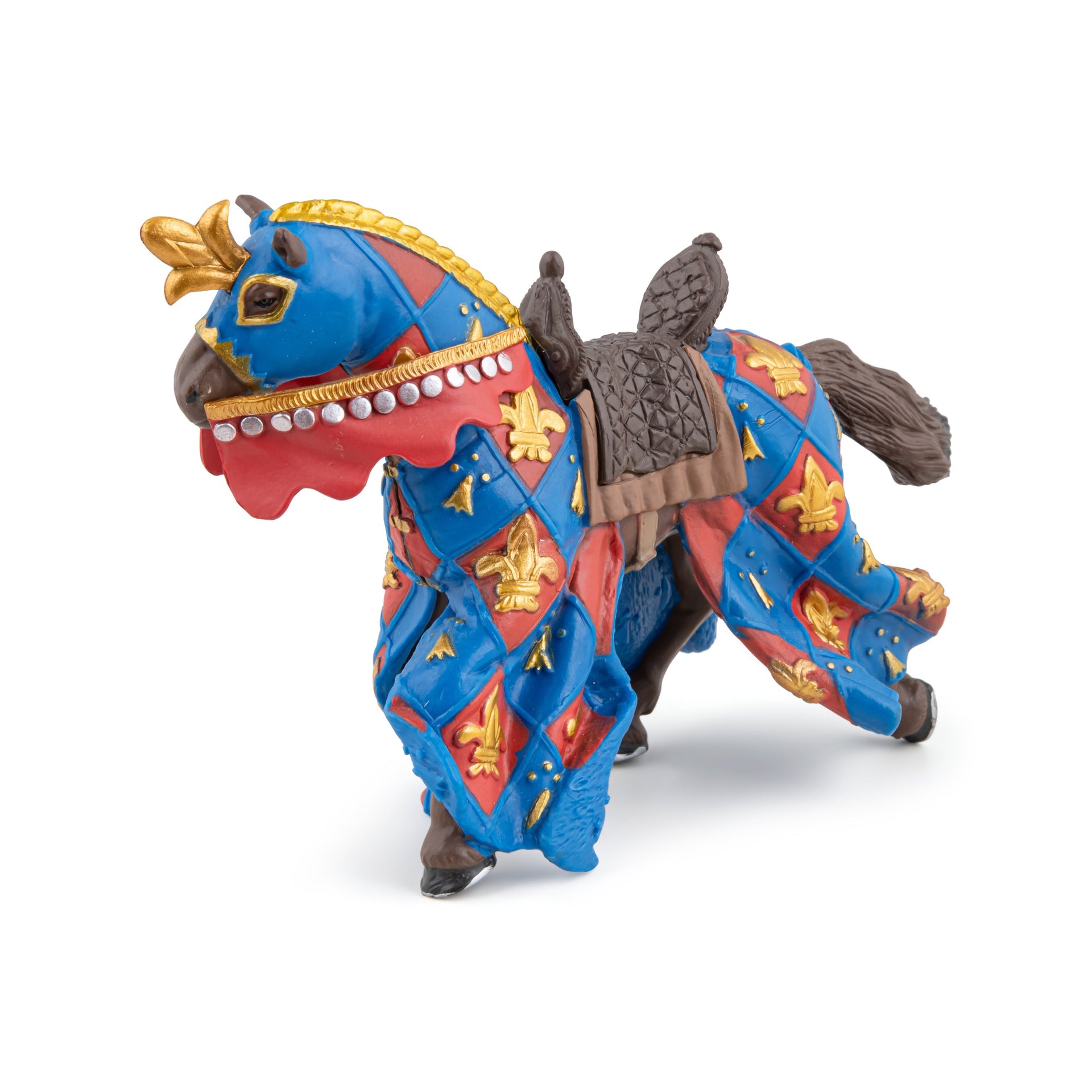 Figurine Cheval bleu fleur de lys Papo - personnage médiéval