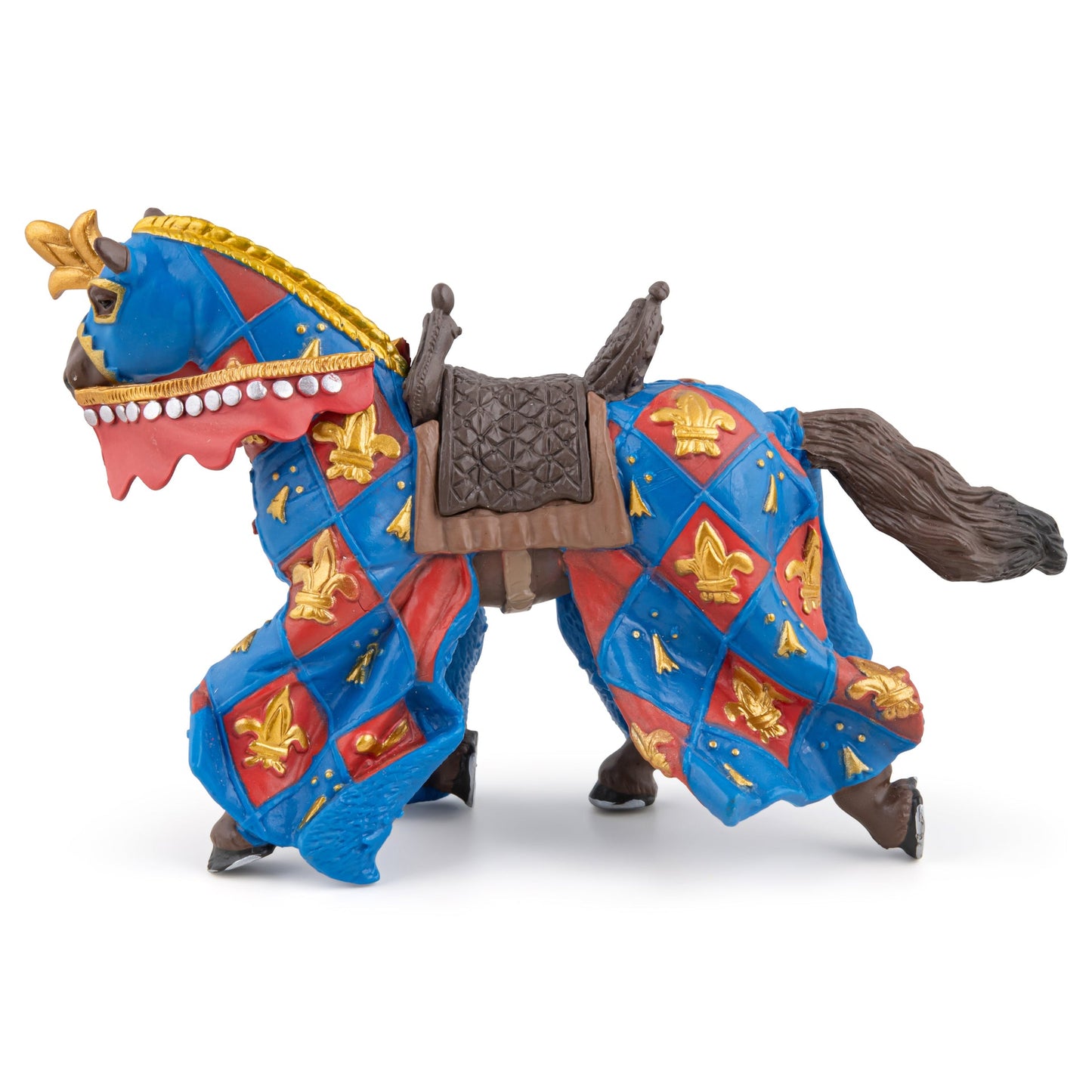 Figurine Cheval bleu fleur de lys Papo - personnage médiéval