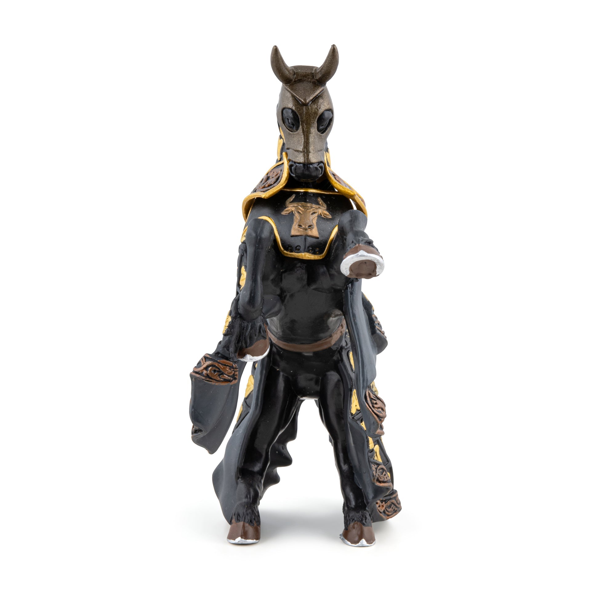 Figurine Cheval du Maître des armes cimier taureau Papo - personnage médiéval