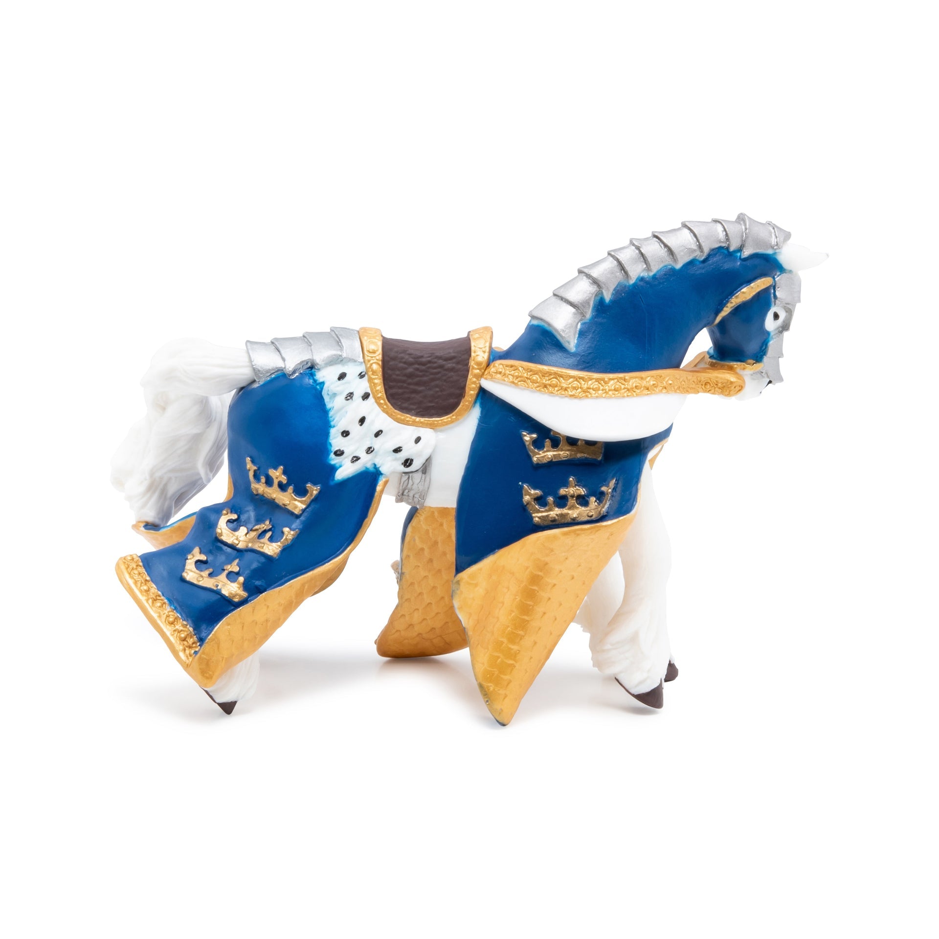 Figurine Cheval du roi Arthur bleu Papo - personnage médiéval
