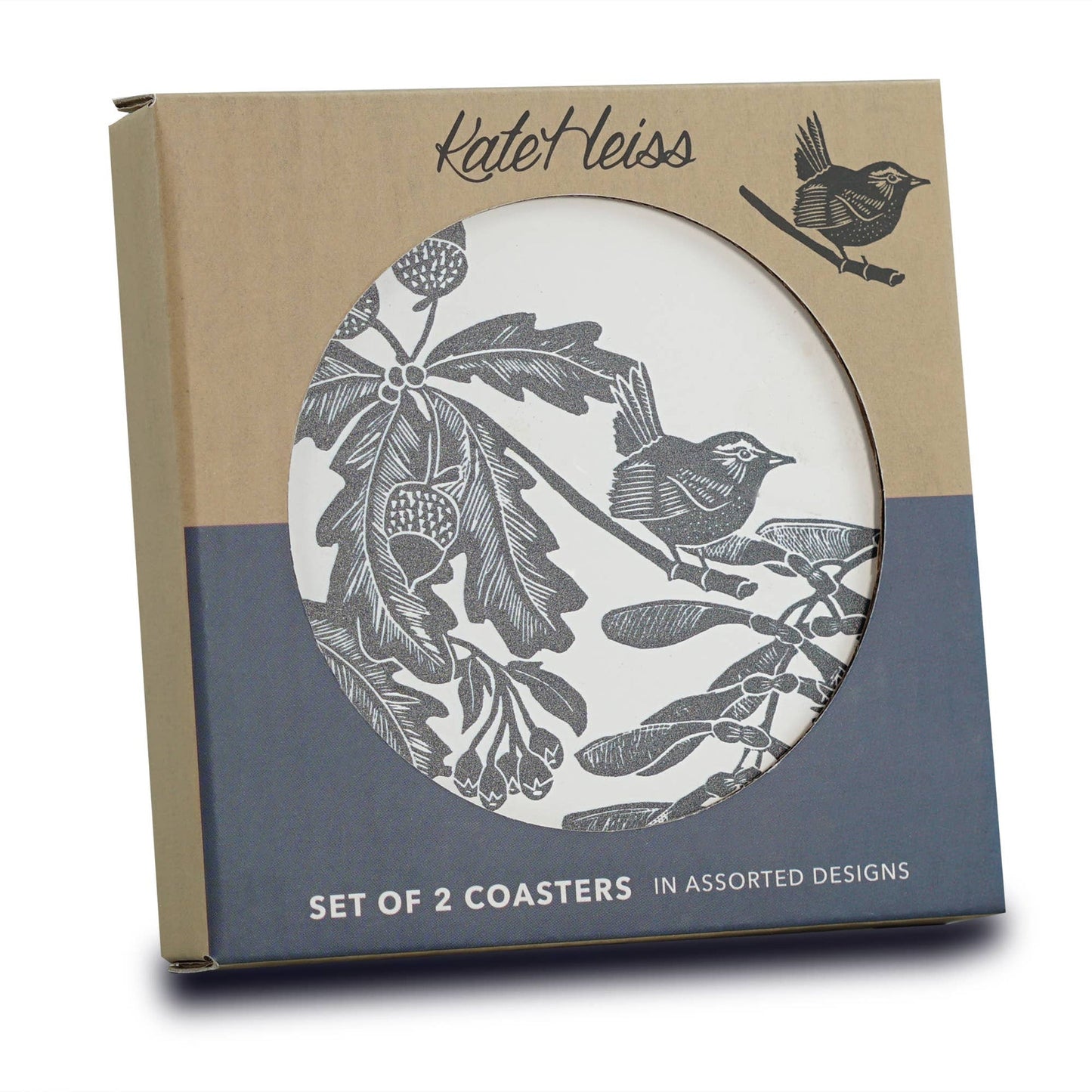 Sous-verres en céramique Woodland Acorn Bird Navy