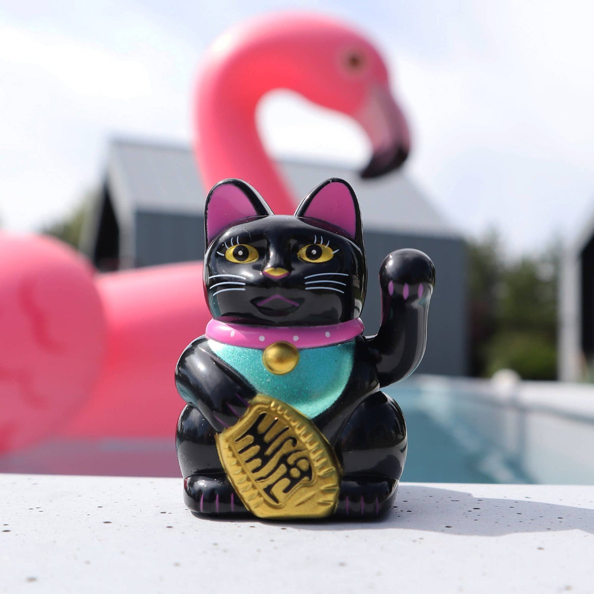 Mini Chat chanceux solaire noir 5cm