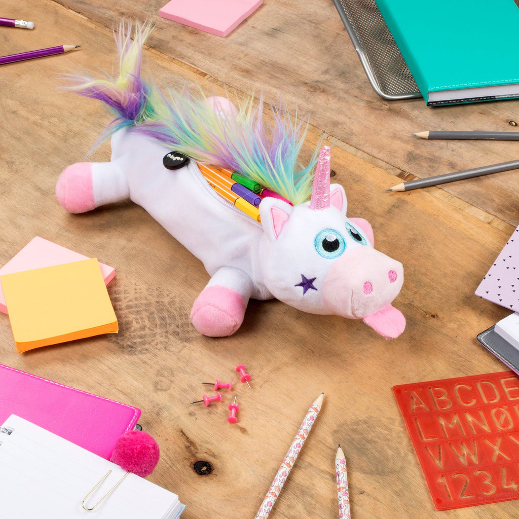 Federmappe Plüsch Einhorn weiß Regenbogen