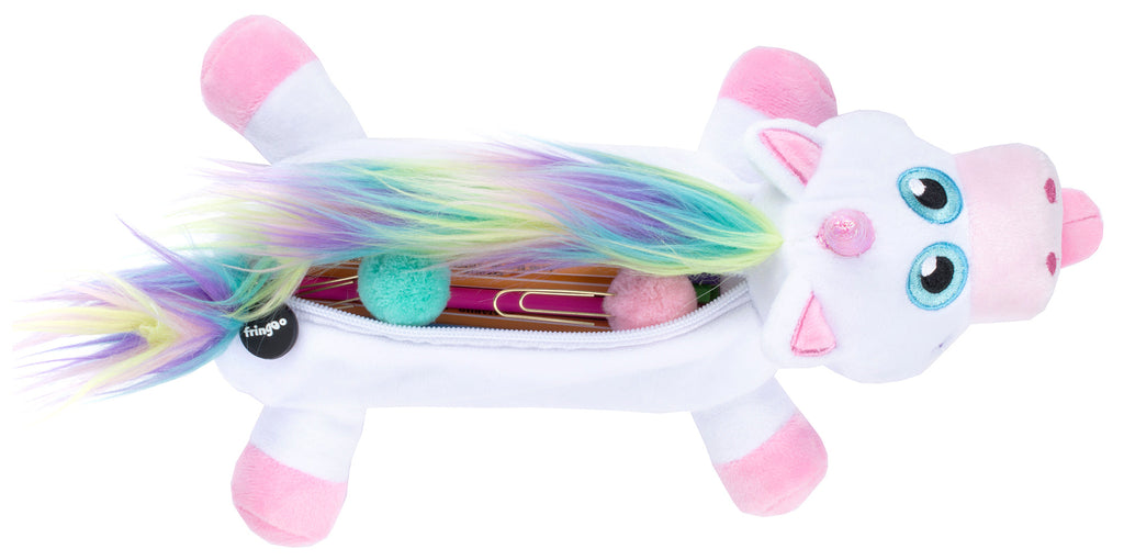 Federmappe Plüsch Einhorn weiß Regenbogen