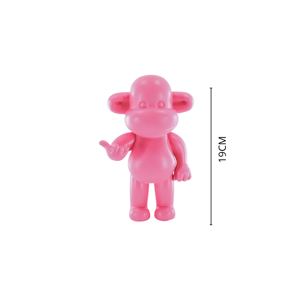 Ornement - Figurine Singe Hang Loose 'La Légende' - Rose - 11x7x19cm