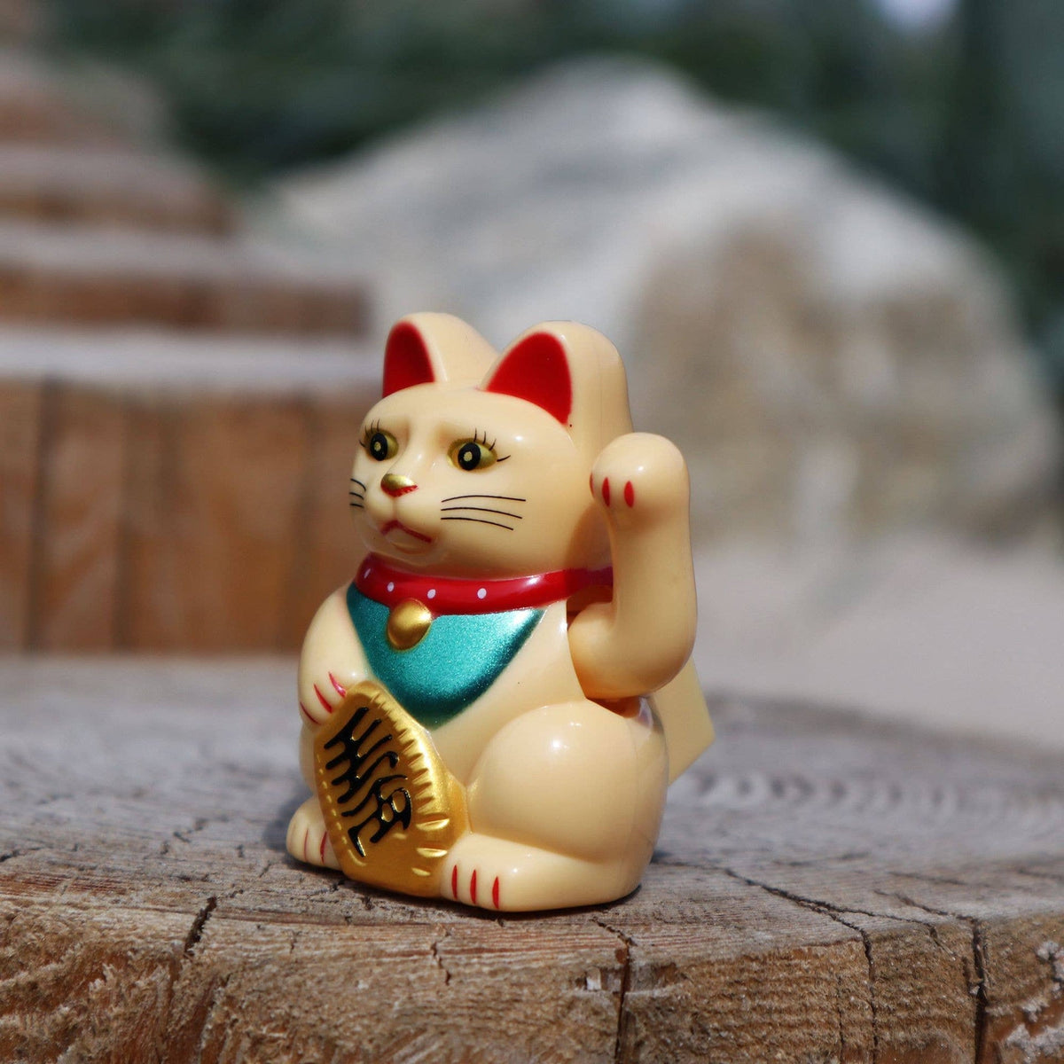 Mini Chat chanceux solaire beige 5cm