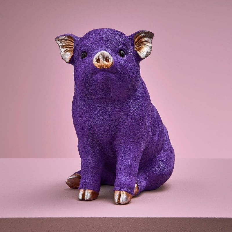 Tirelire, résine poly violette, 24 x 12 x 22,5 cm