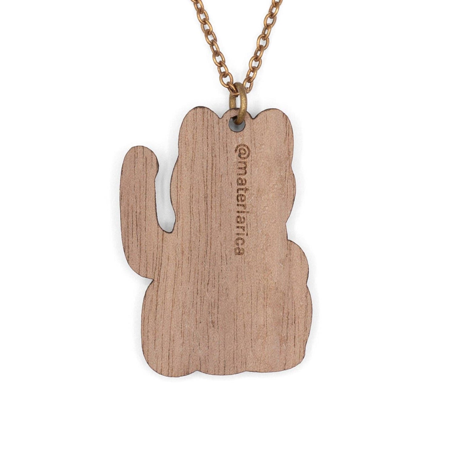 Collier Chat Chanceux en Bois - le Chat Chanceux