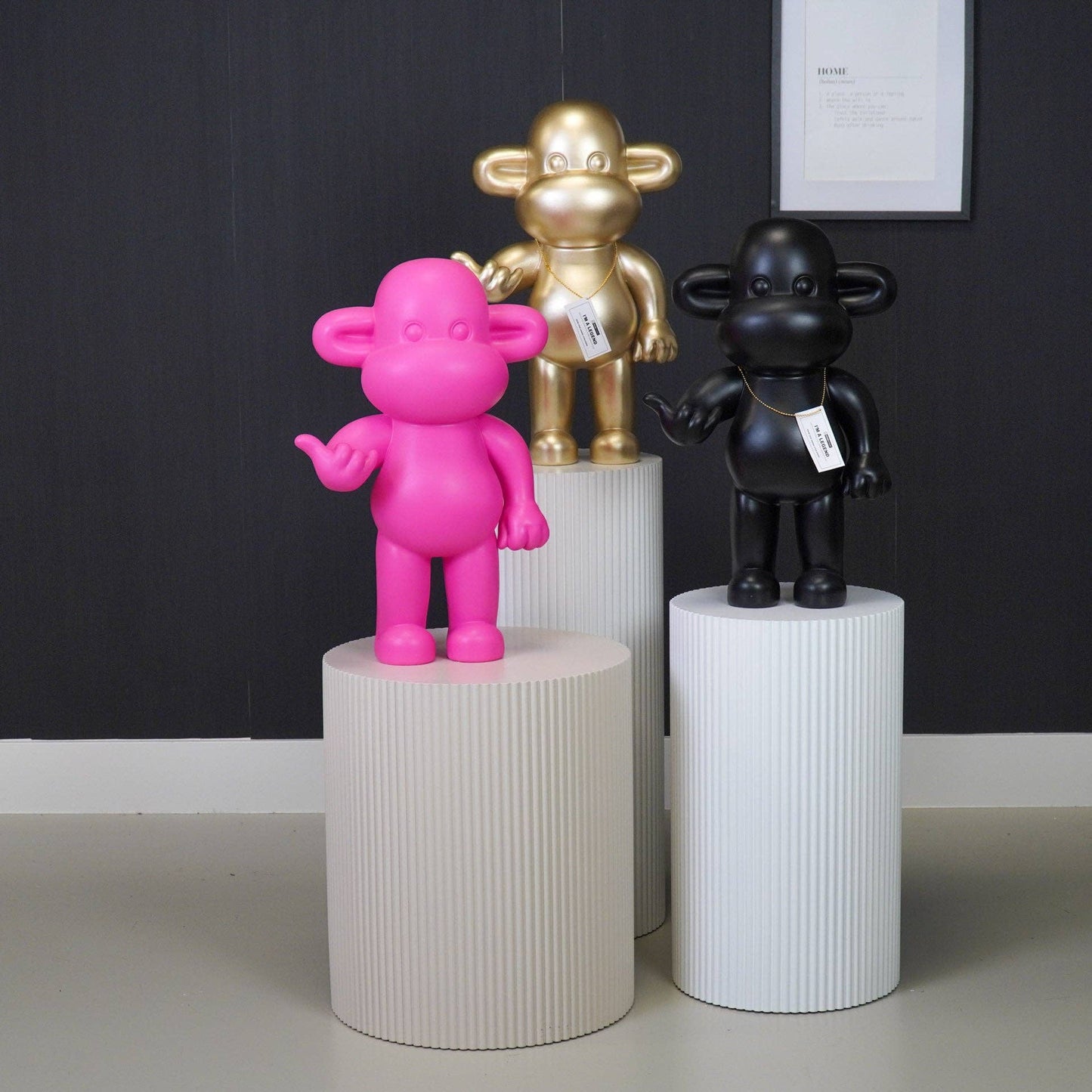 Ornement - Figurine Singe Hang Loose 'La Légende' - Résine de poly - Rose - 33x21x50cm