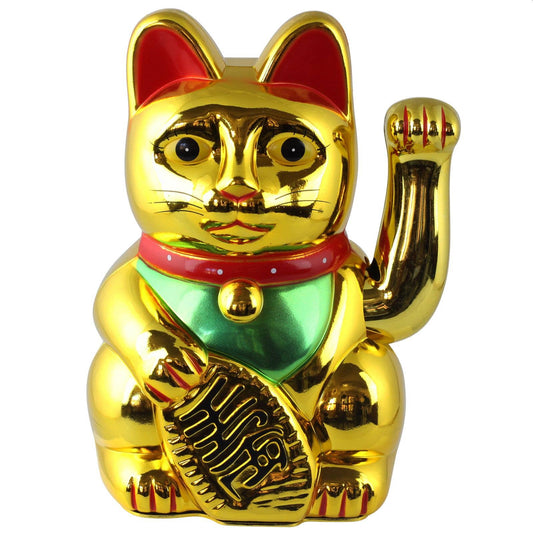 Chat chanceux doré 20cm