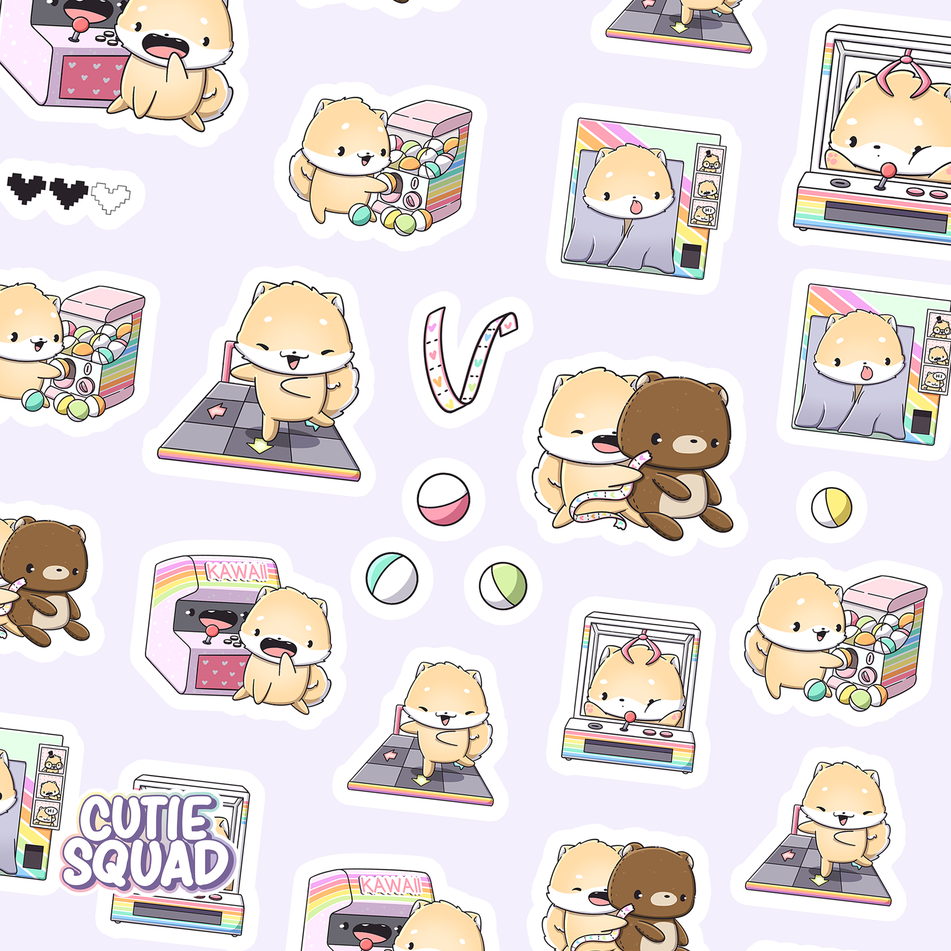 Planches d'autocollants Arcade Shibas