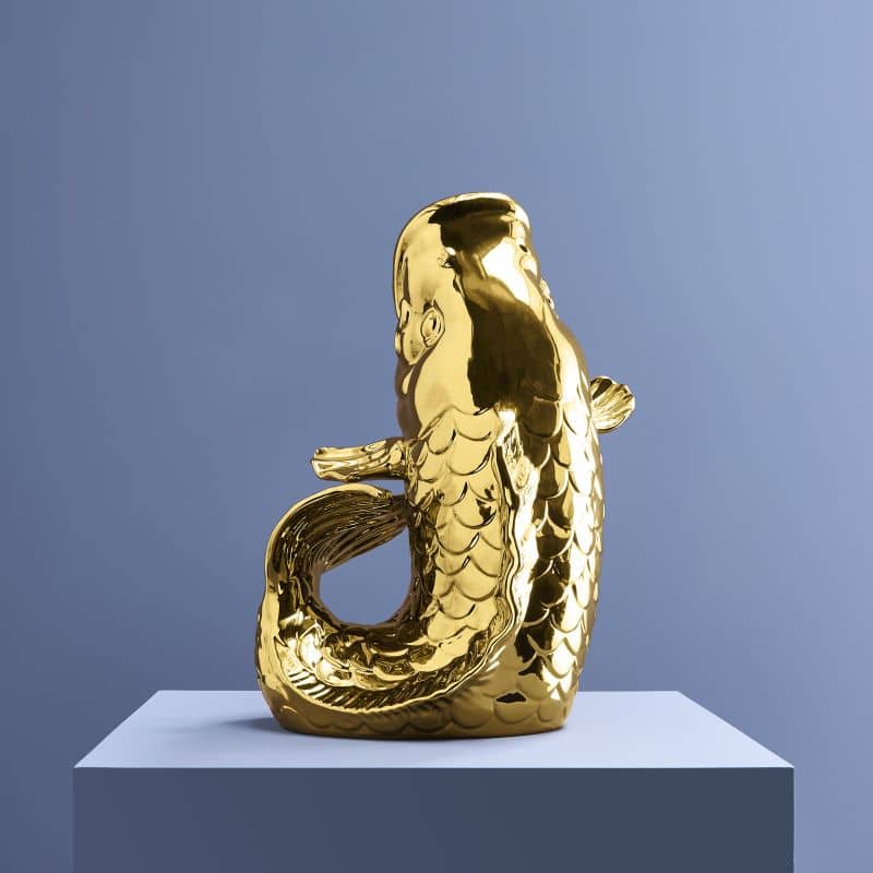 Goldene Blubb-Fischskulptur/Vase