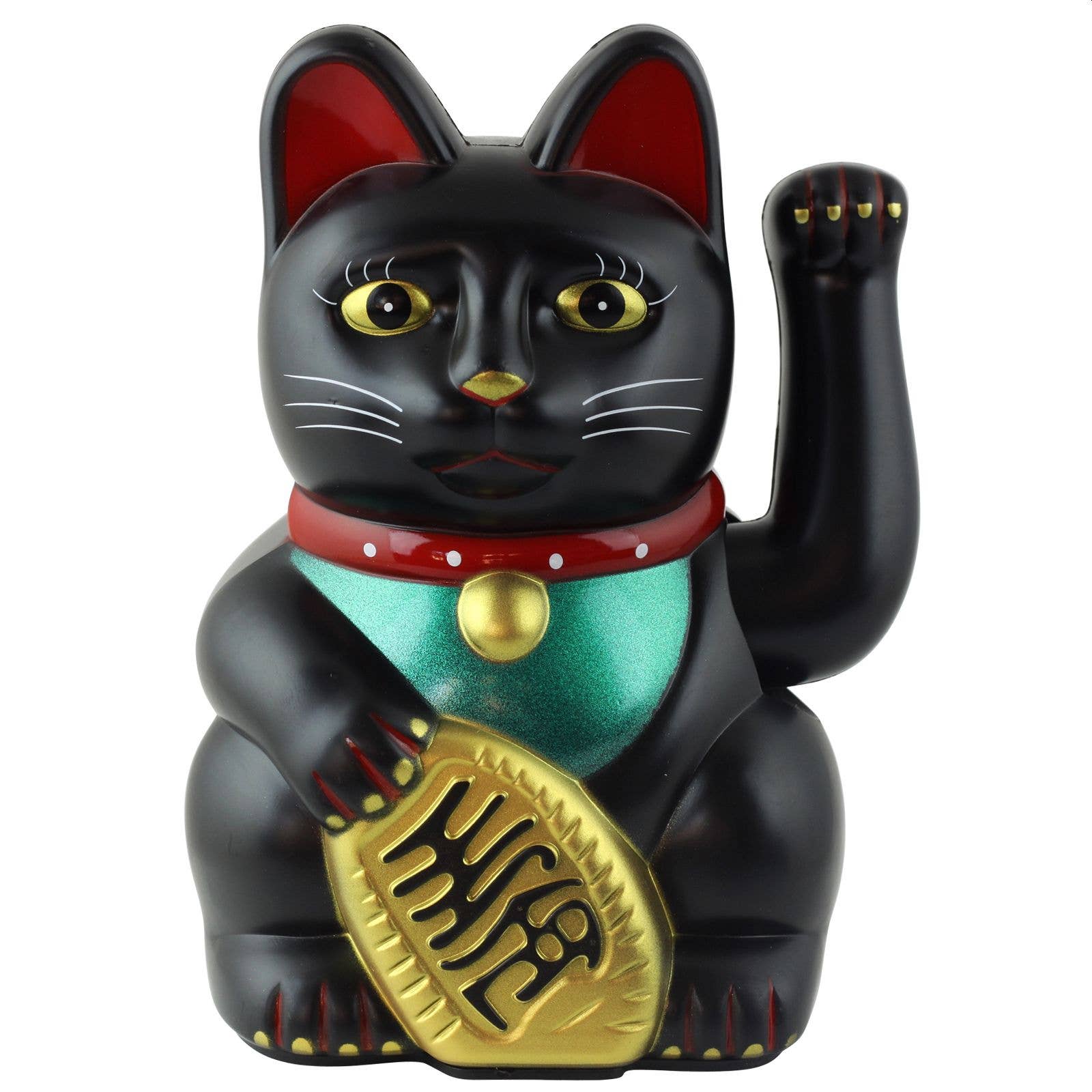 Chat chanceux noir 15cm