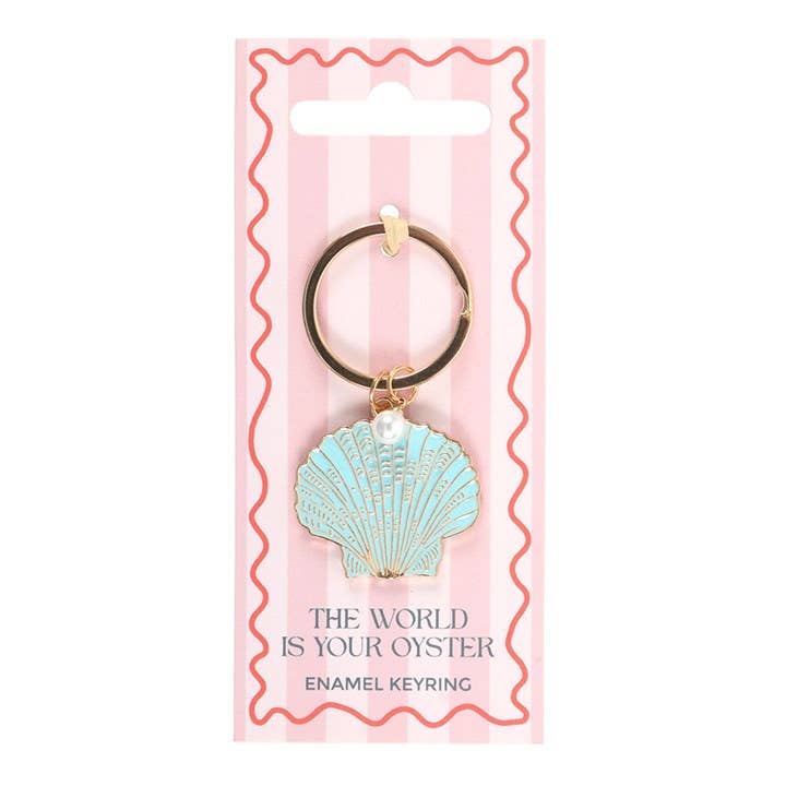 Seashell and Pearl Keychain "The World is your Oyster"