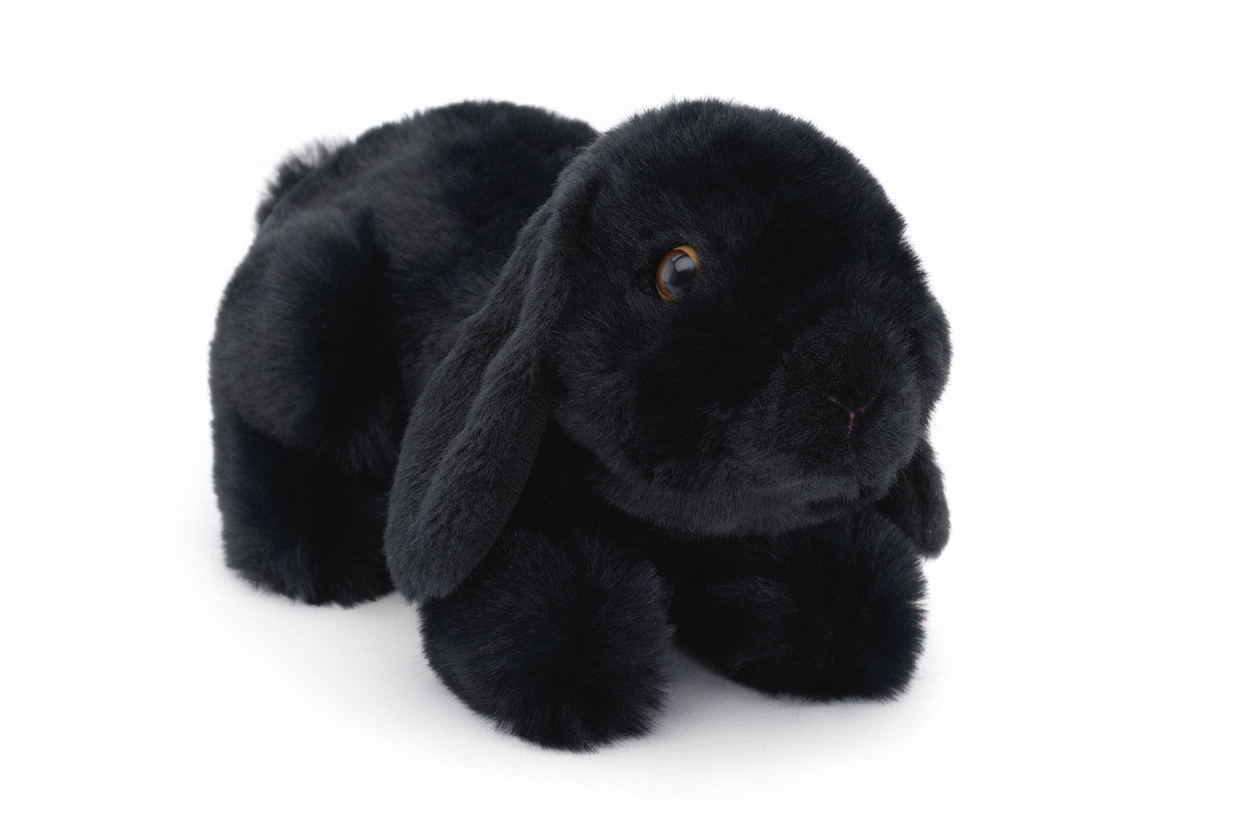Peluche Lapin Bélier, couché (noir) Uni Toys