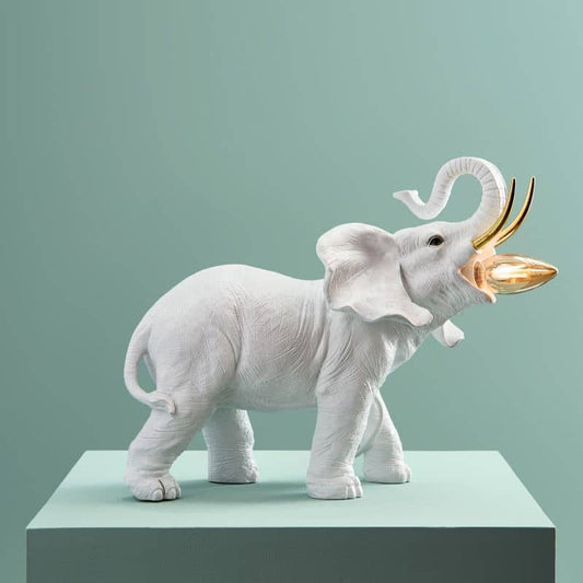 Dumbo Elephant Table Lamp, White/Gold