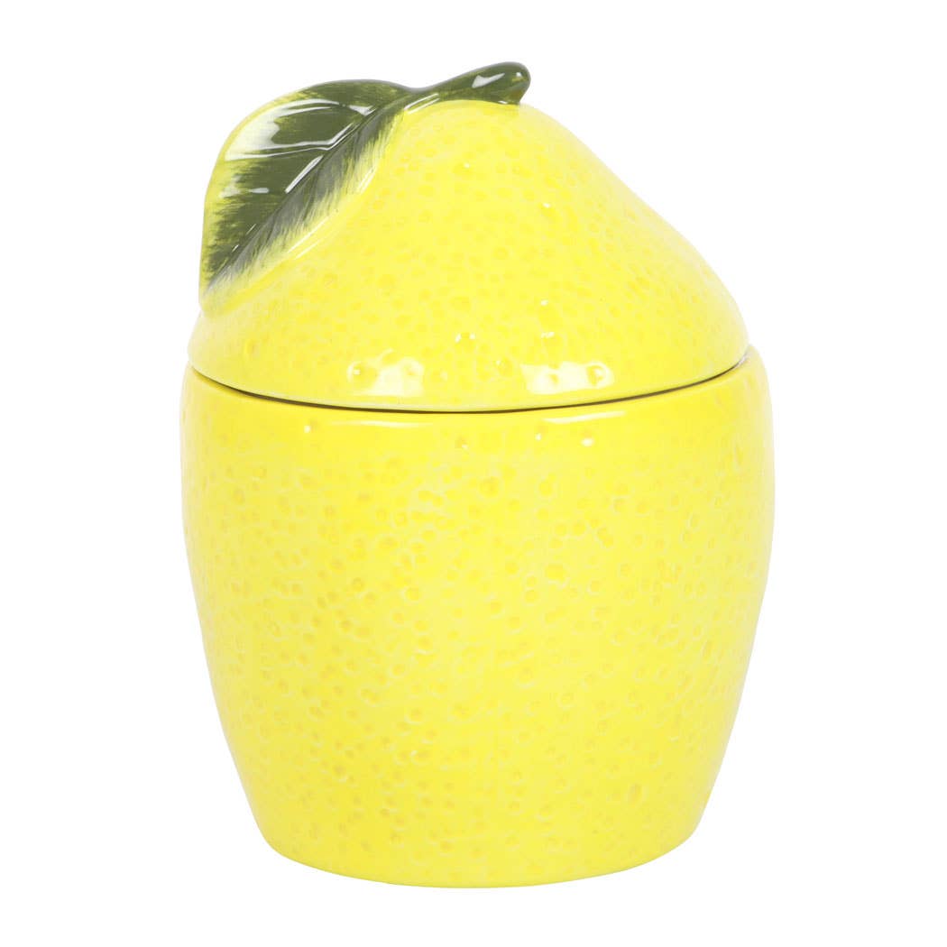 Brûle-huile citron jaune avec couvercle