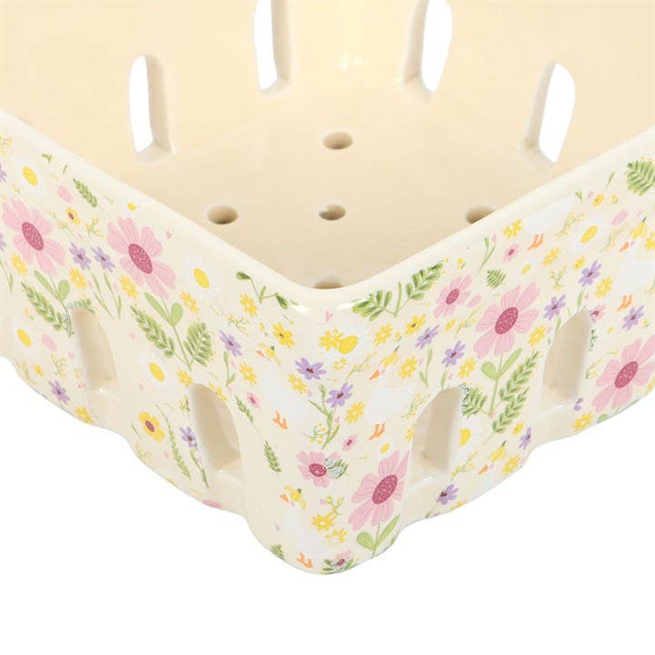Panier à baies en céramique à motif Canards floral