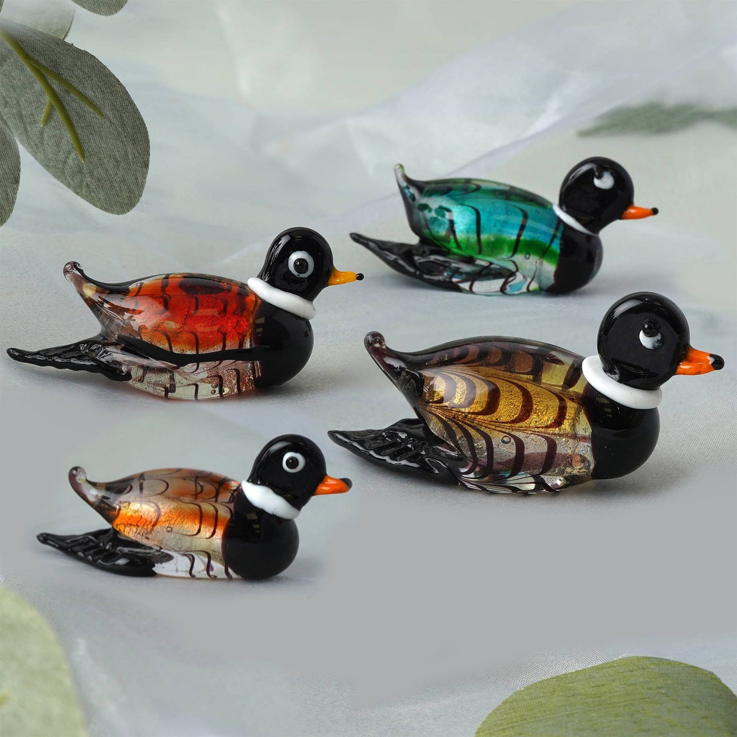 4er-Pack Entenfiguren aus Glas