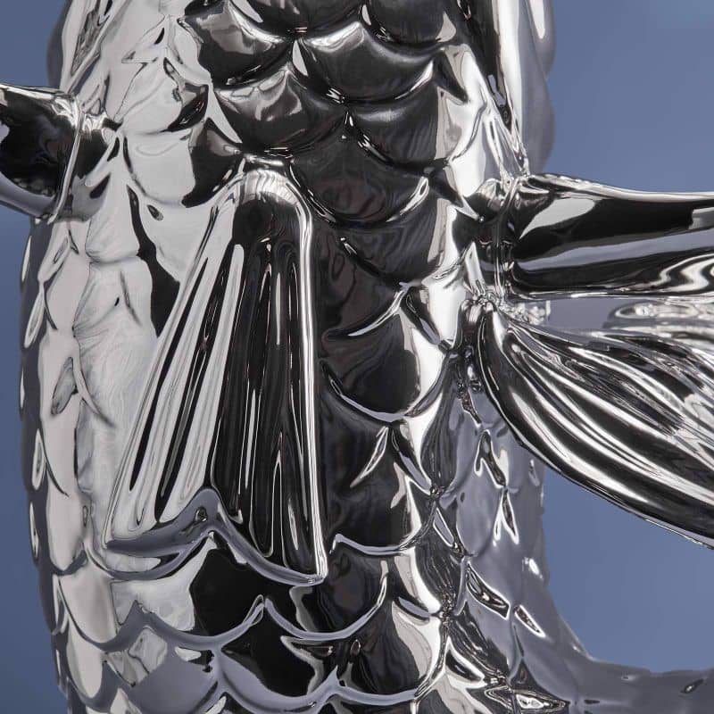 Sculpture/Vase Poisson Blubb, grès argenté