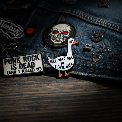 Photo produit - Pin's Canard Blanc "Hell was full so I came back"