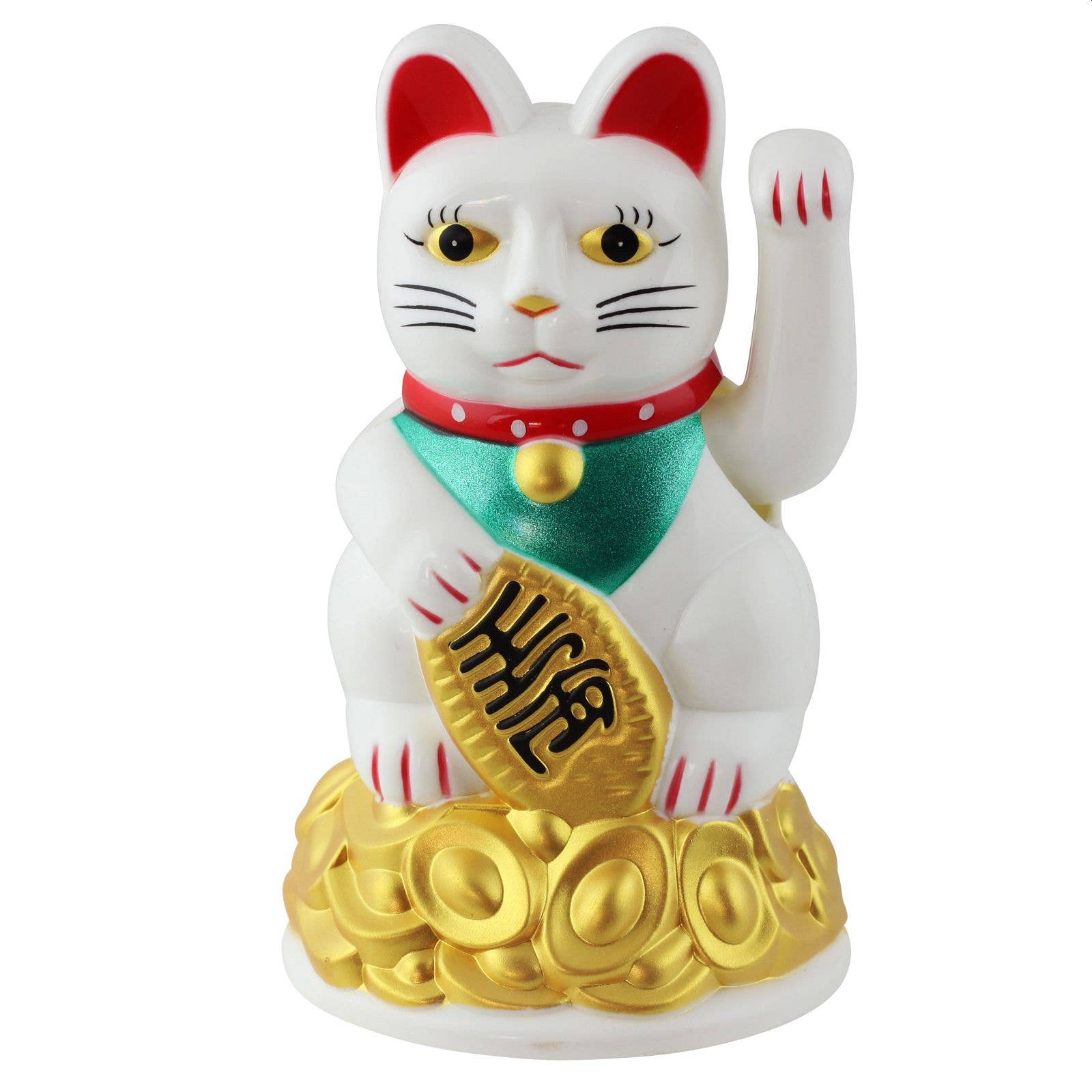 Chat chanceux blanc 11cm
