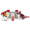 Tender Leaf Châteaux: CONTES DE CHEVALIER ET DE DRAGON 26x20x12cm, set d'extension pour chateaux, avec cheval, princesse et dragon, en bois, en boîte 17x4x20,8cm, 3+