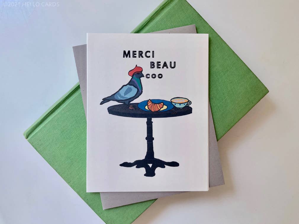 Carte de remerciement « Merci Beau Coo »
