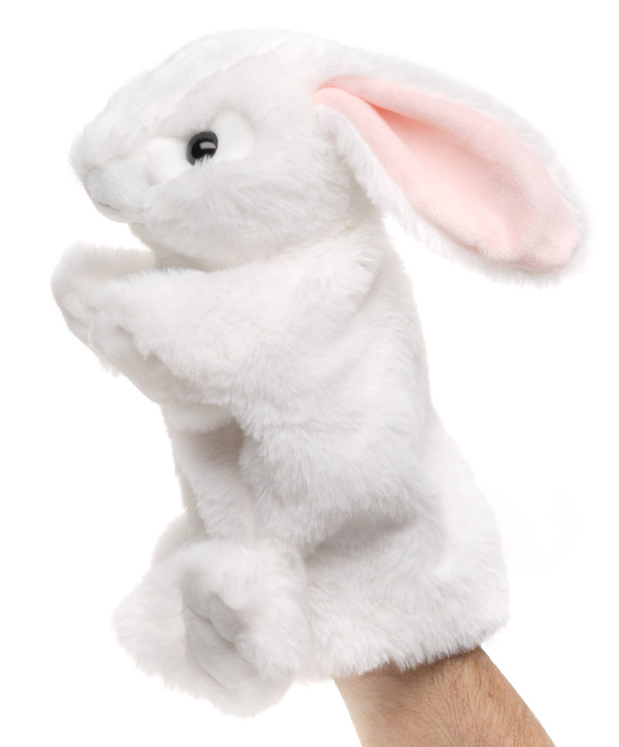 Lapin marionnette à main (blanc) - 24 cm (hauteur) - peluche Uni Toys