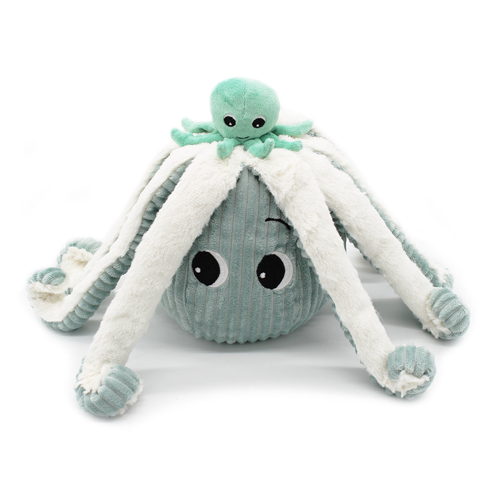 Peluche pieuvre Filou maman et son bébé menthe – Les Ptipotos – vue 3