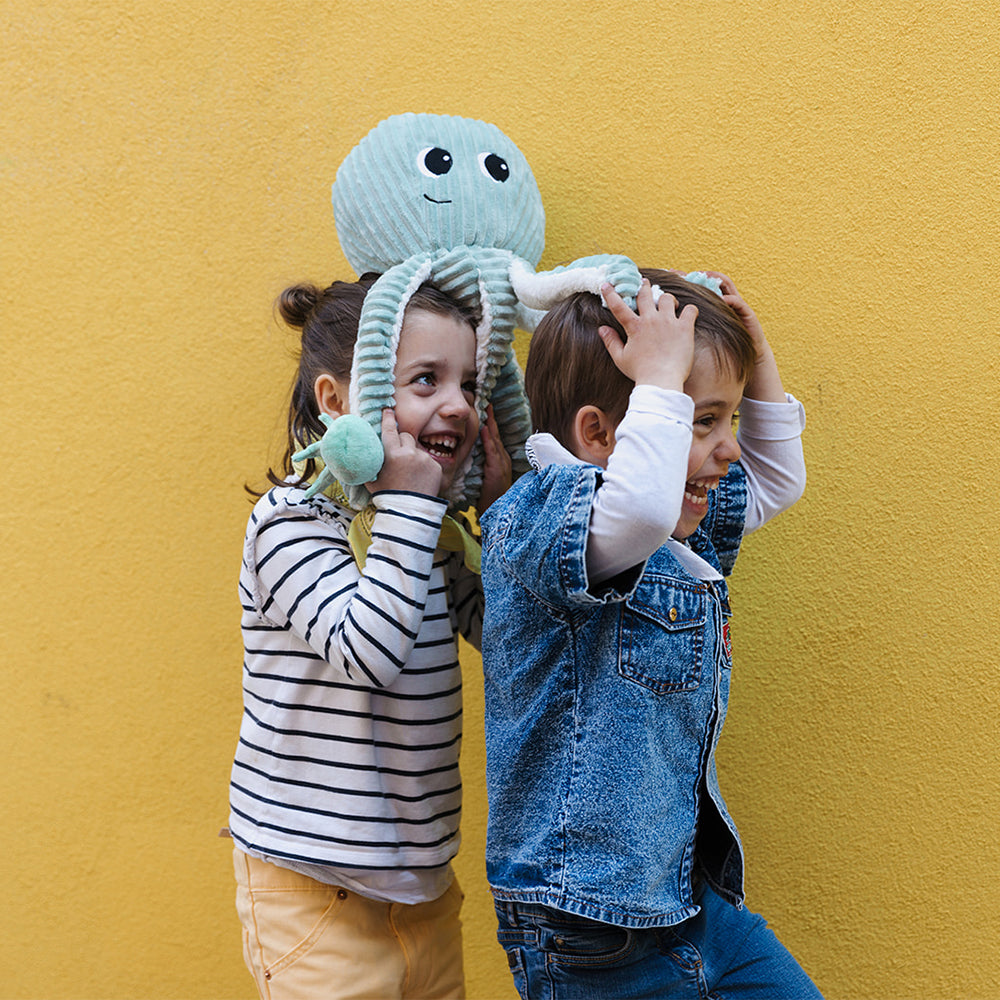 Peluche pieuvre Filou maman et son bébé menthe – Les Ptipotos – vue 2