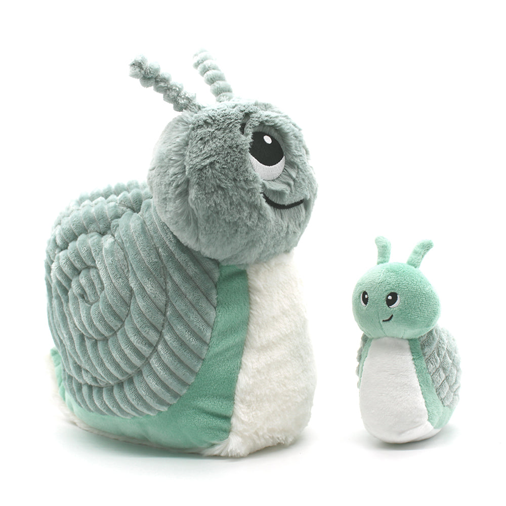 Peluche escargot Speedou maman et son bébé vert menthe – Les Ptipotos