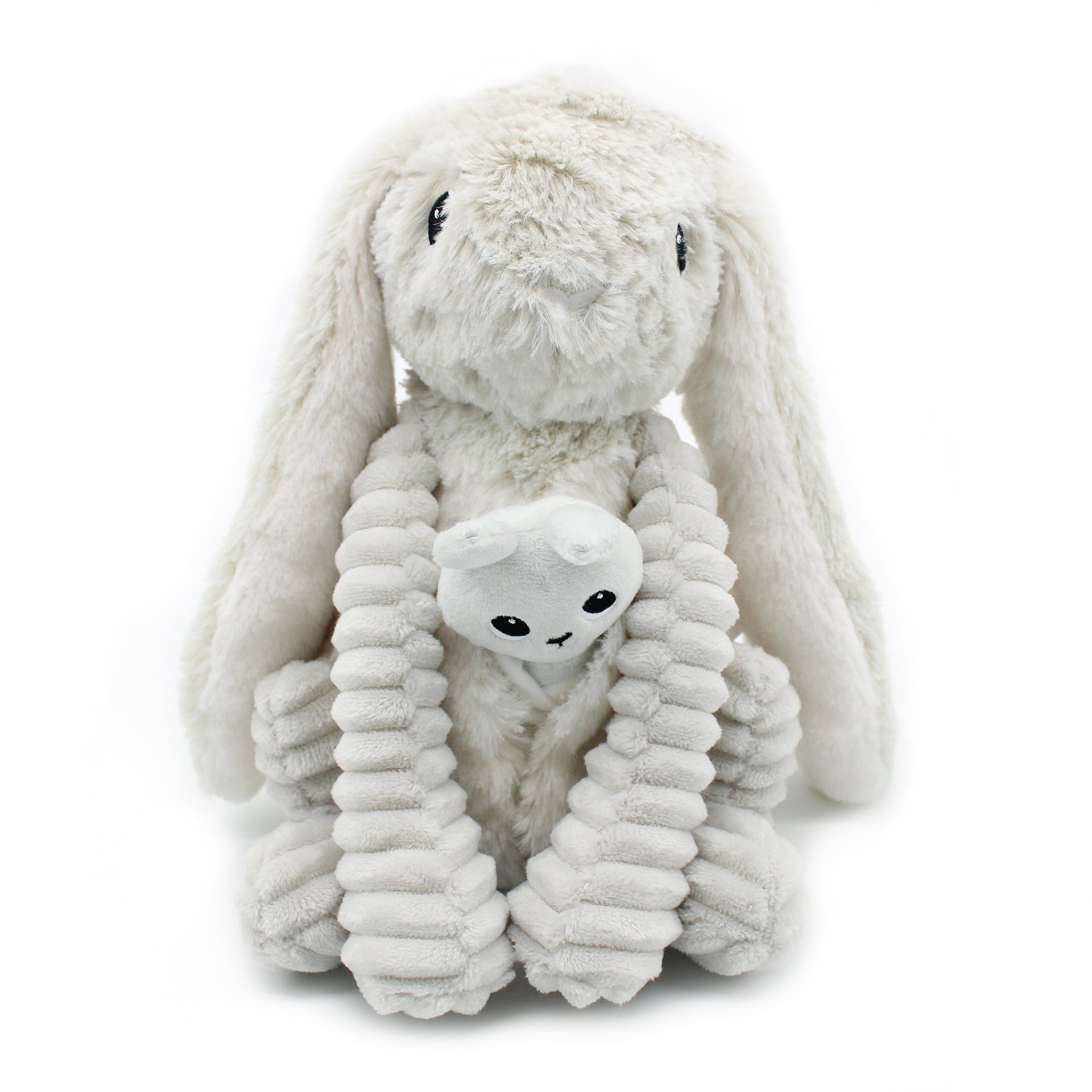 Peluche lapin Toudou maman et son bébé gris clair – Les Ptipotos – vue 6