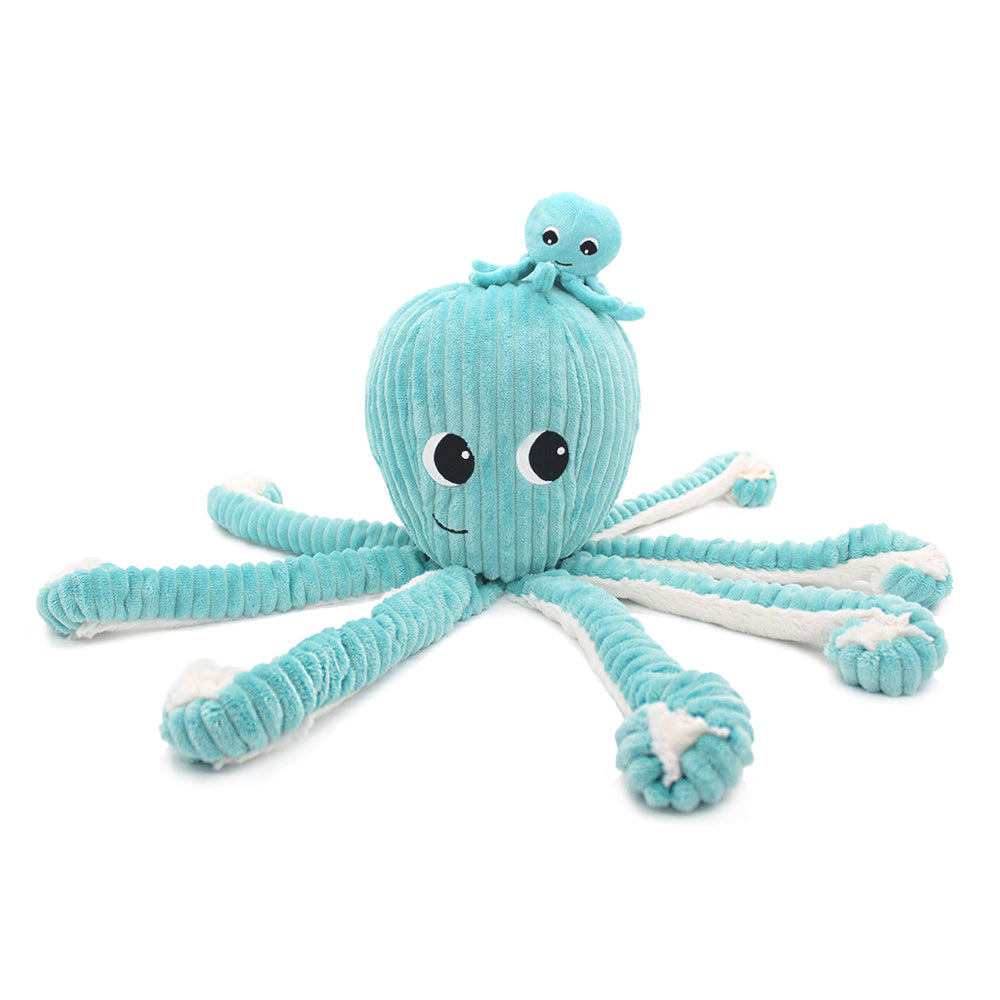 Peluche pieuvre Filou maman et son bébé bleu aqua – Les Ptipotos