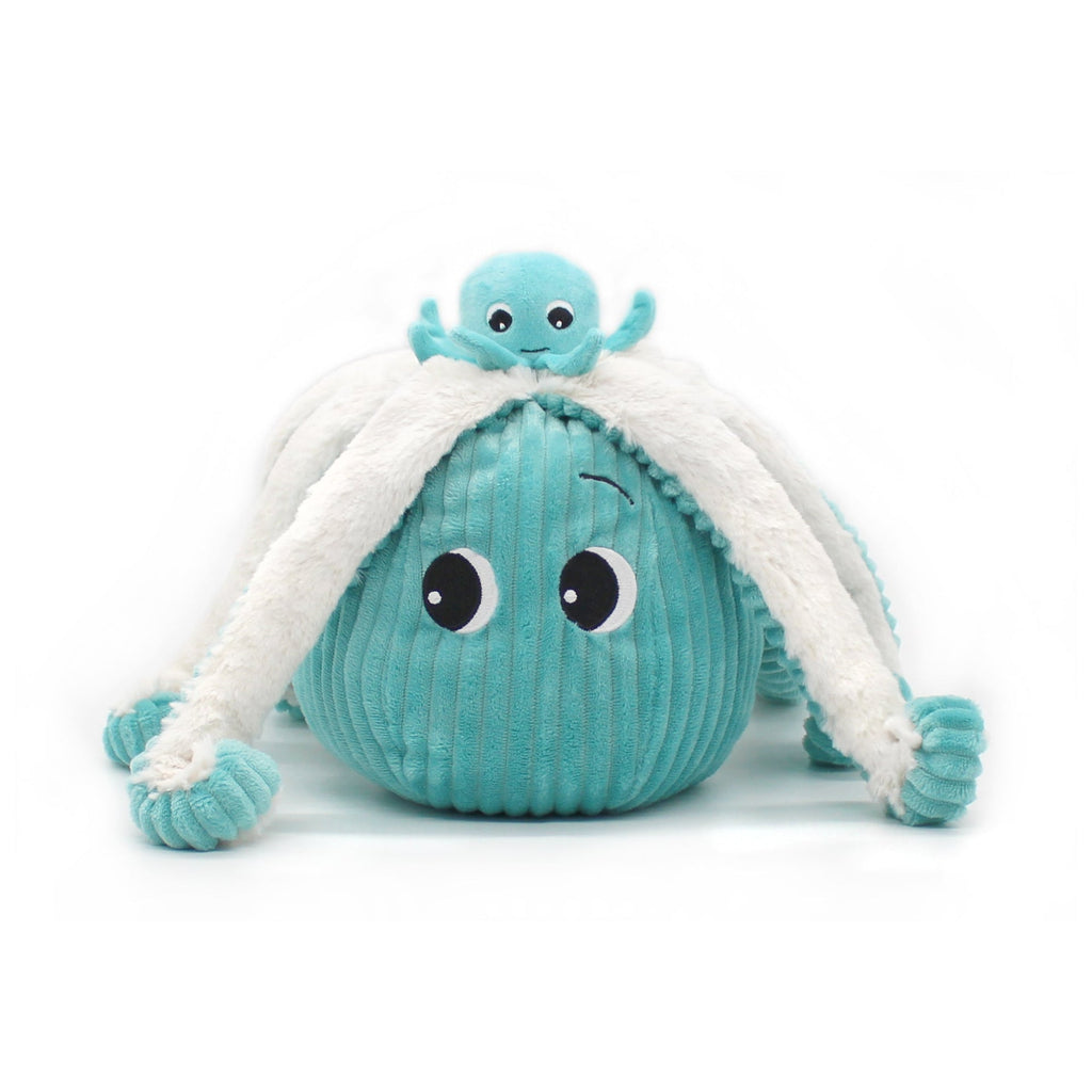 Peluche pieuvre Filou maman et son bébé bleu aqua – Les Ptipotos – vue 4