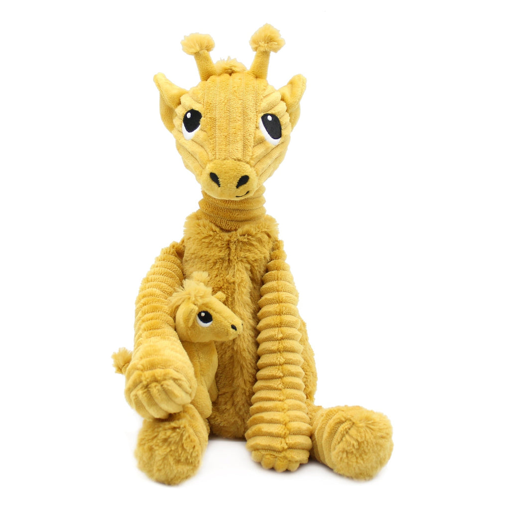 Peluche girafe Loncou maman et son bébé jaune moutarde – Les Ptipotos – vue 10