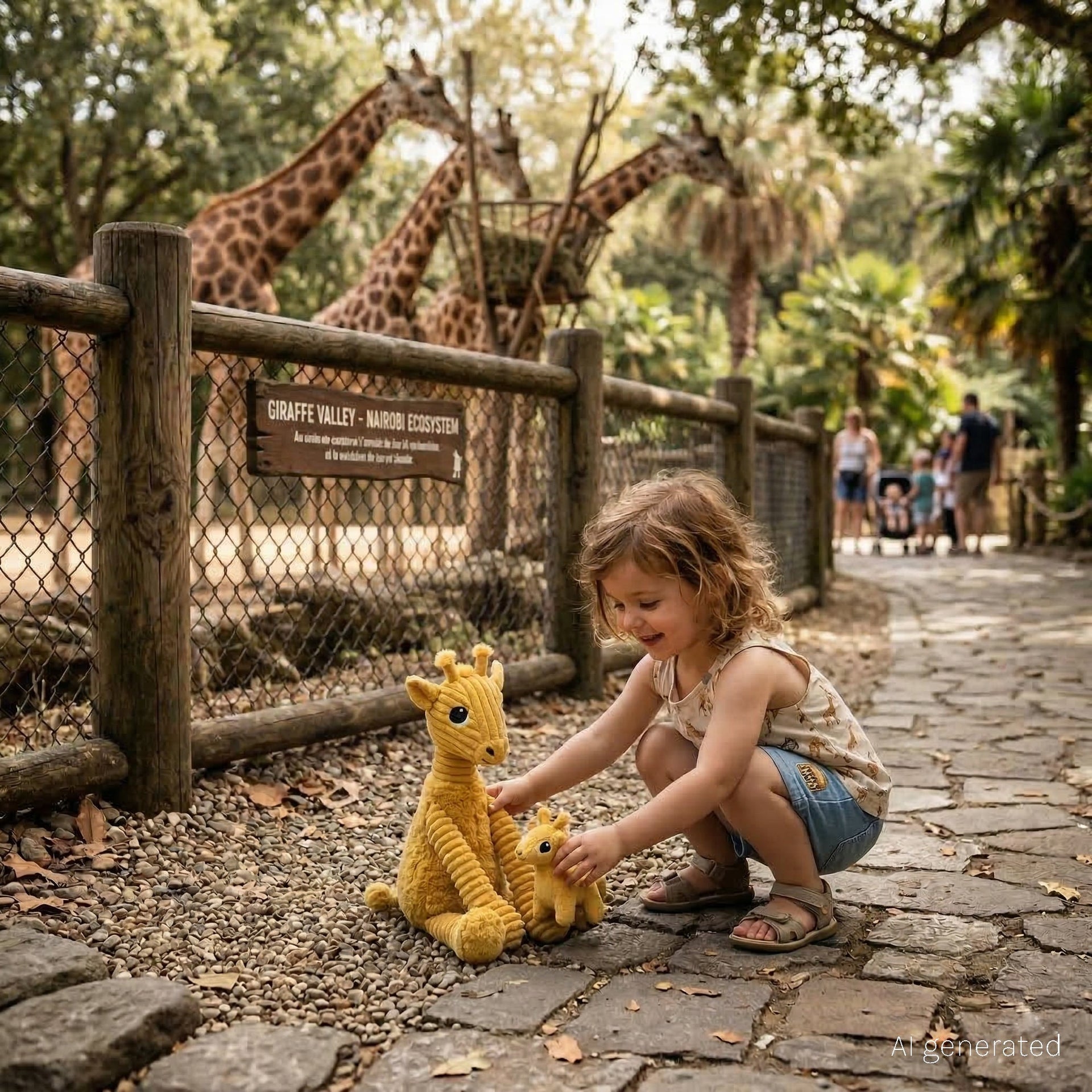 Peluche girafe Loncou maman et son bébé jaune moutarde – Les Ptipotos – vue 2