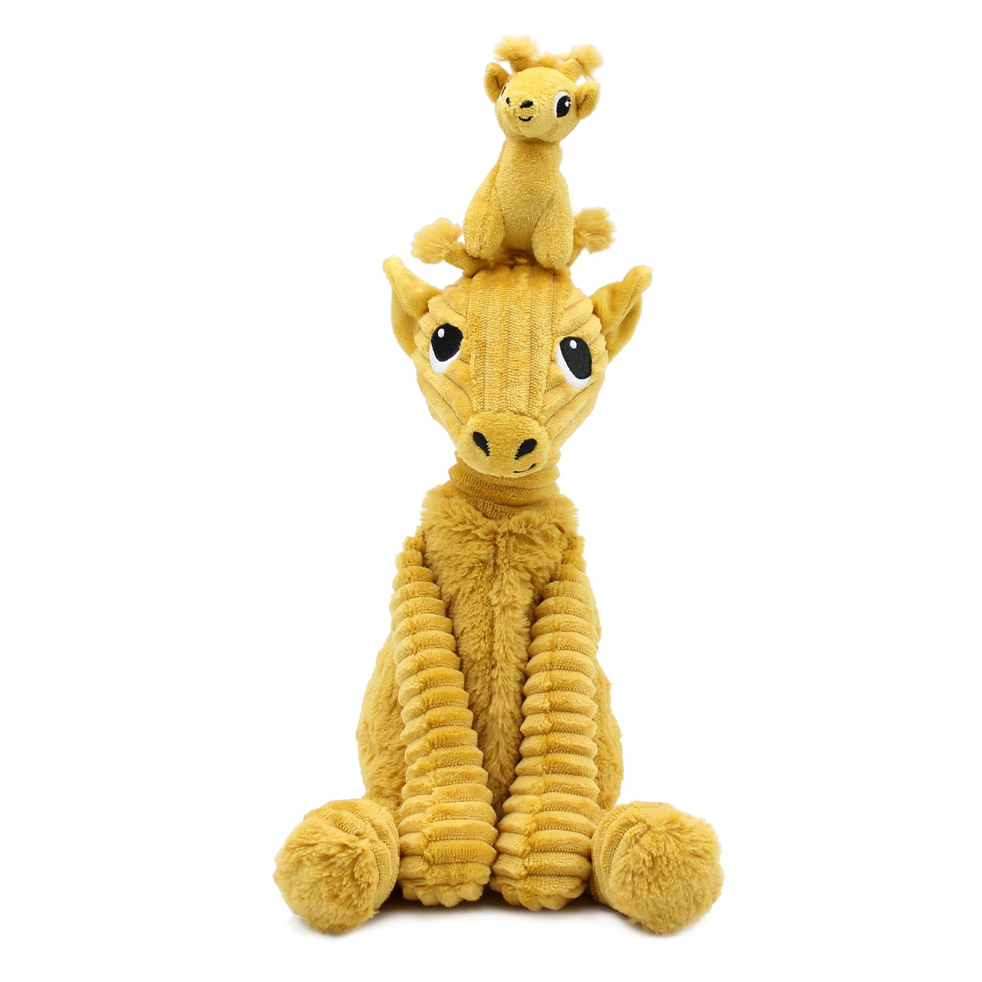 Peluche girafe Loncou maman et son bébé jaune moutarde – Les Ptipotos – vue 8