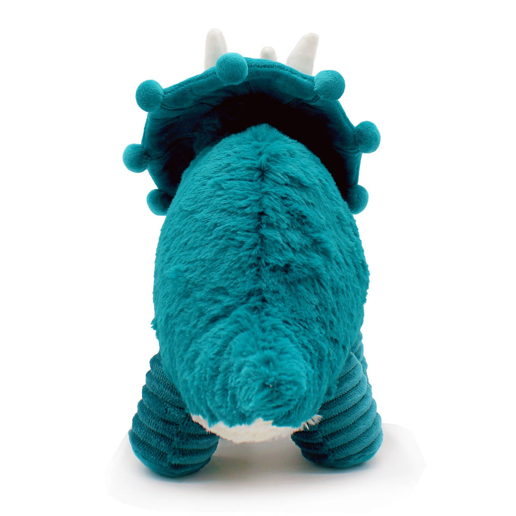 Peluche Penelops le tricératops maman et son bébé bleu paon - vue de dos de la peluche maman tricératops- Les Ptipotos