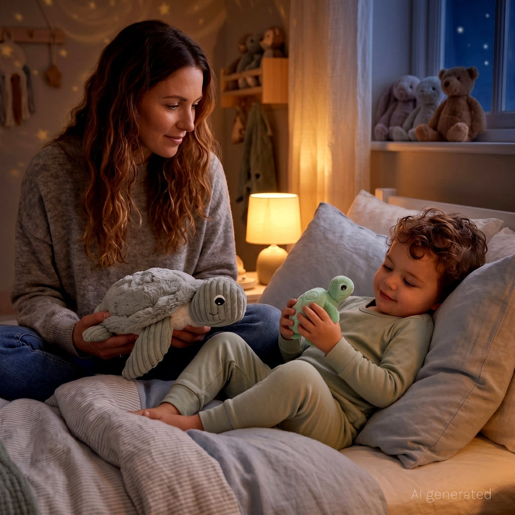 Peluche tortue Sauvenou maman et son bébé menthe – Les Ptipotos – vue 2