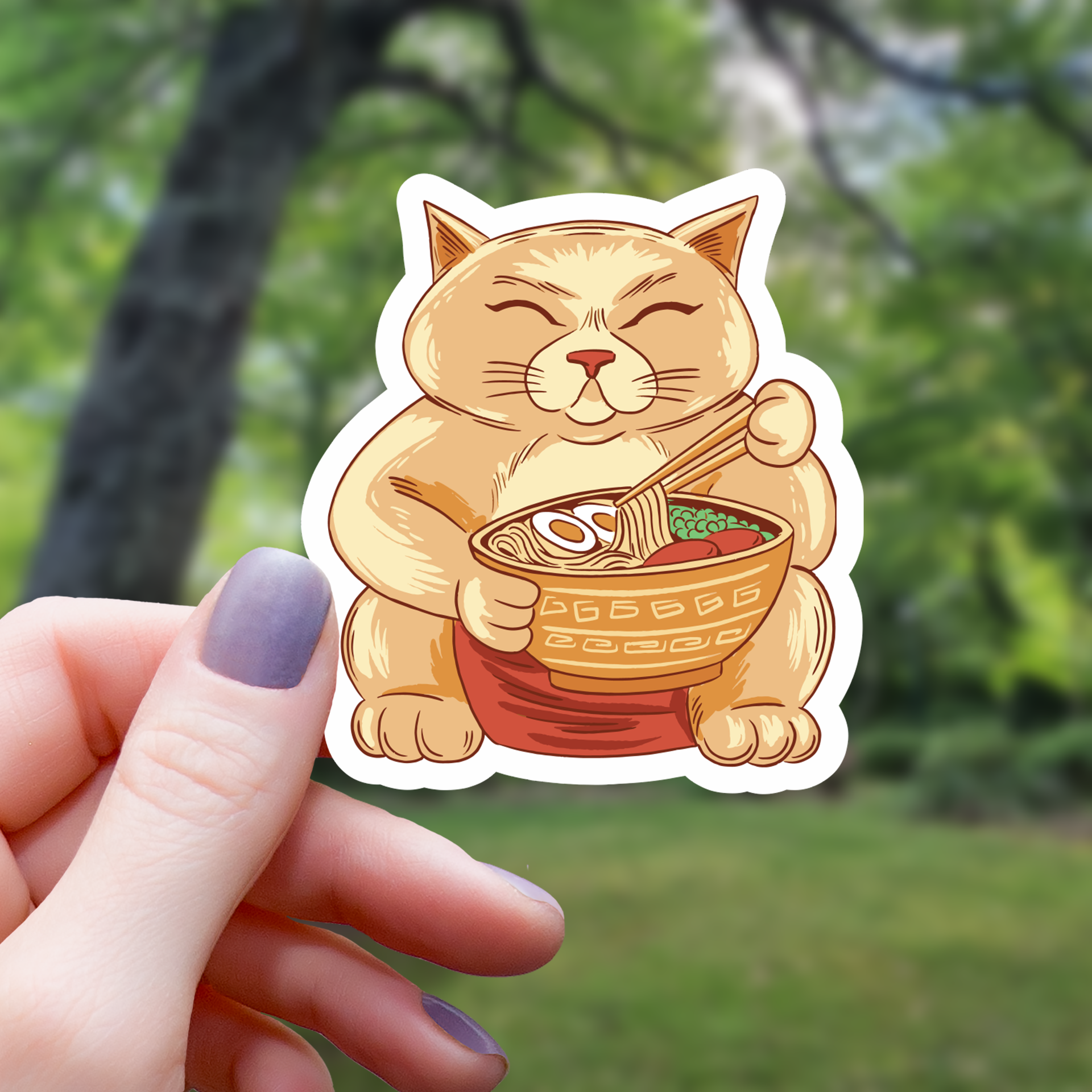 Ramen-Schüssel-Glückskatze Sticker