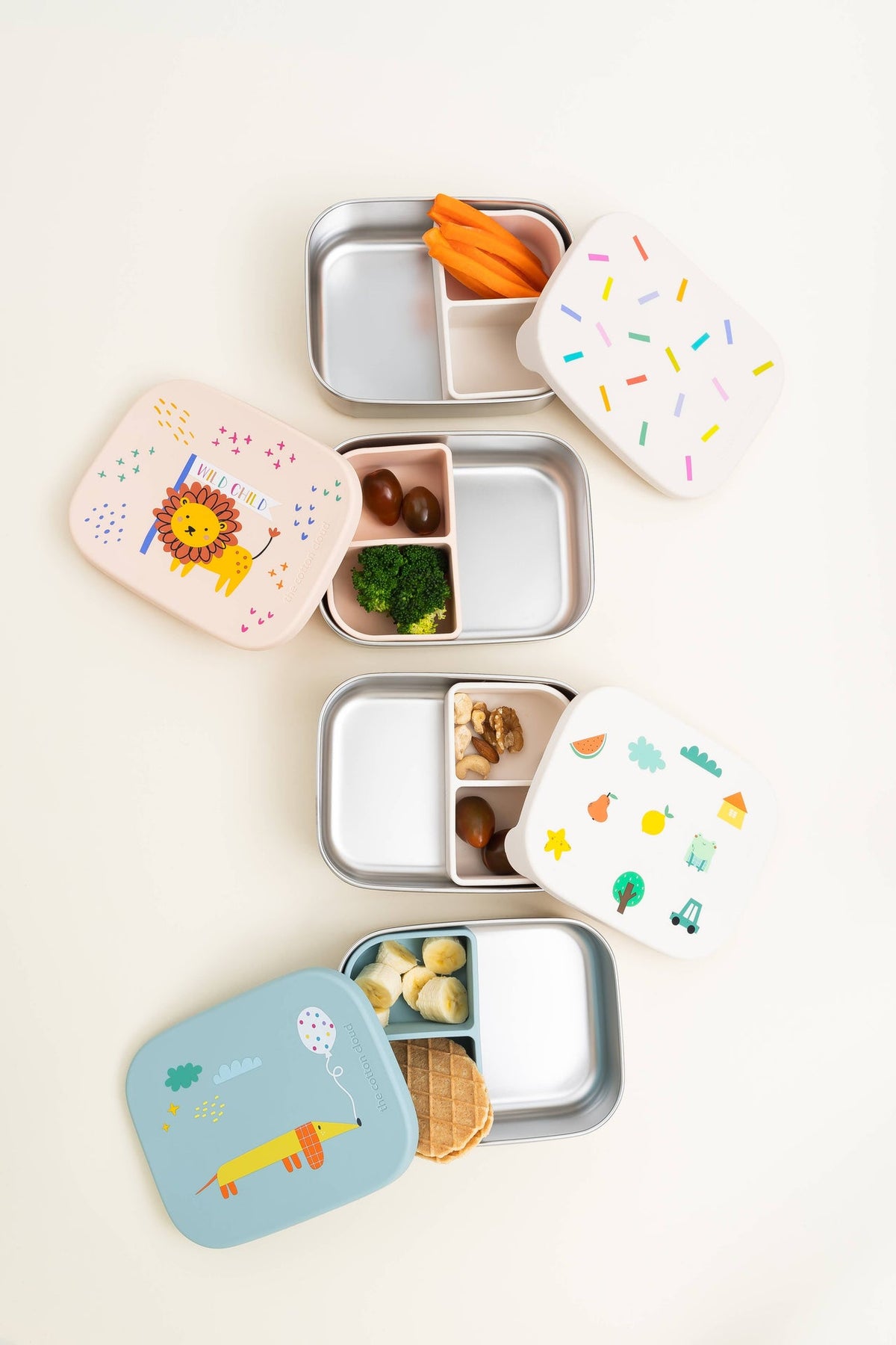 Lunchbox aus Edelstahl mit Fächern für Kinder – Dackel