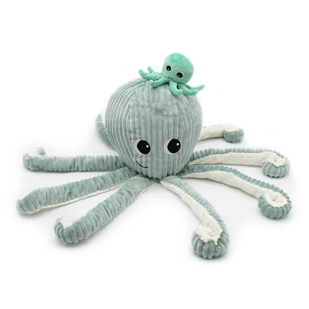 Peluche pieuvre Filou maman et son bébé menthe – Les Ptipotos