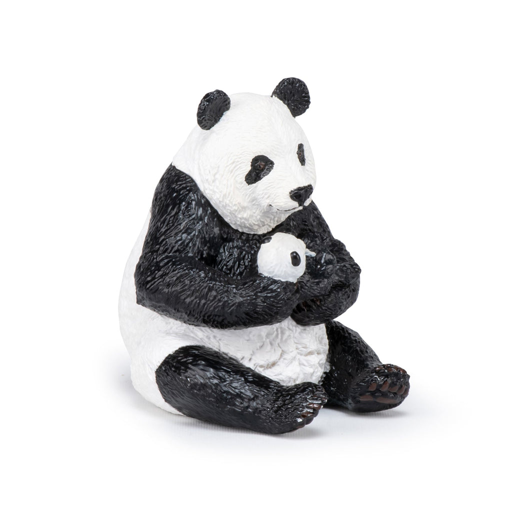 Figurine Panda assis et son bébé Papo - animal sauvage