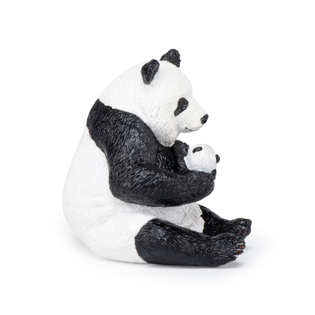 Figurine Panda assis et son bébé Papo - animal sauvage