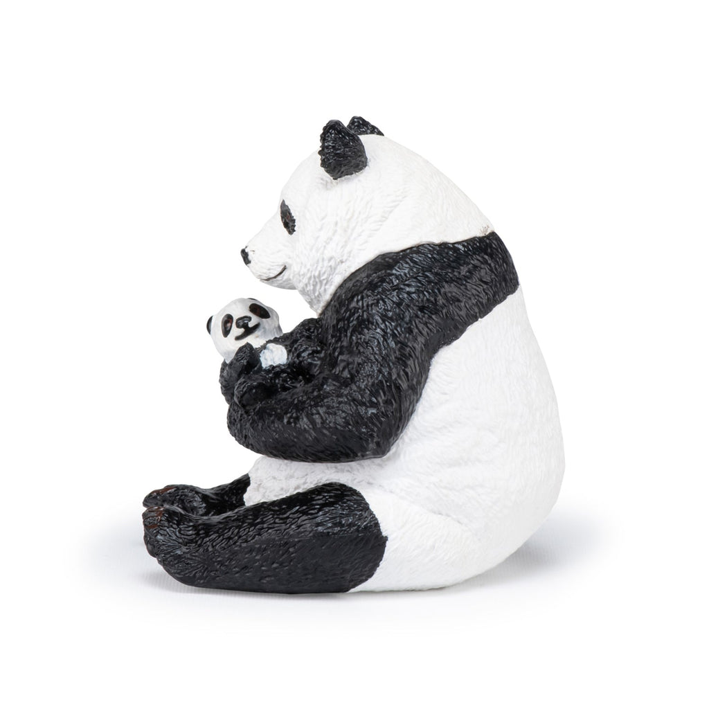 Figurine Panda assis et son bébé Papo - animal sauvage