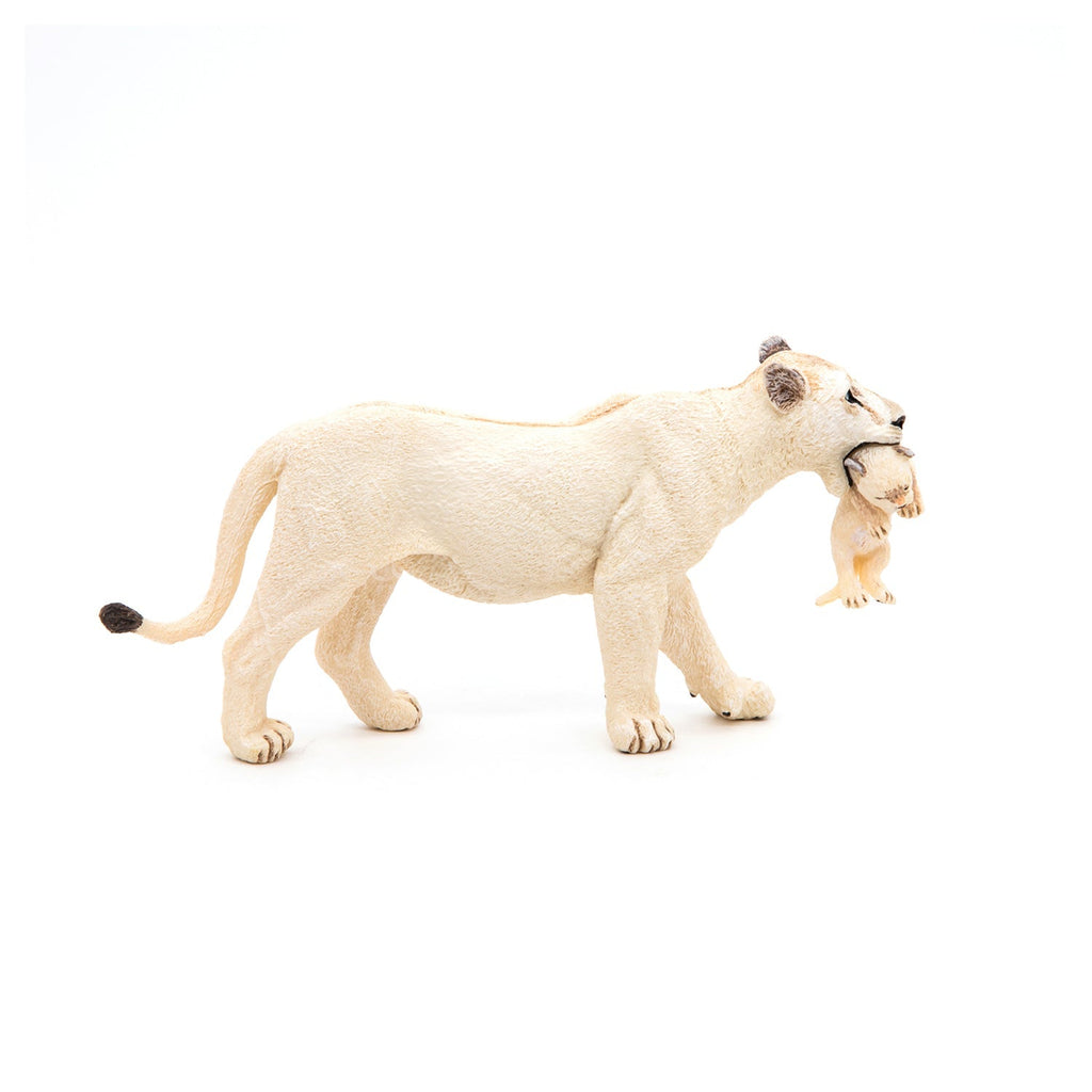 Figurine Lionne blanche avec lionceau Papo - animal sauvage