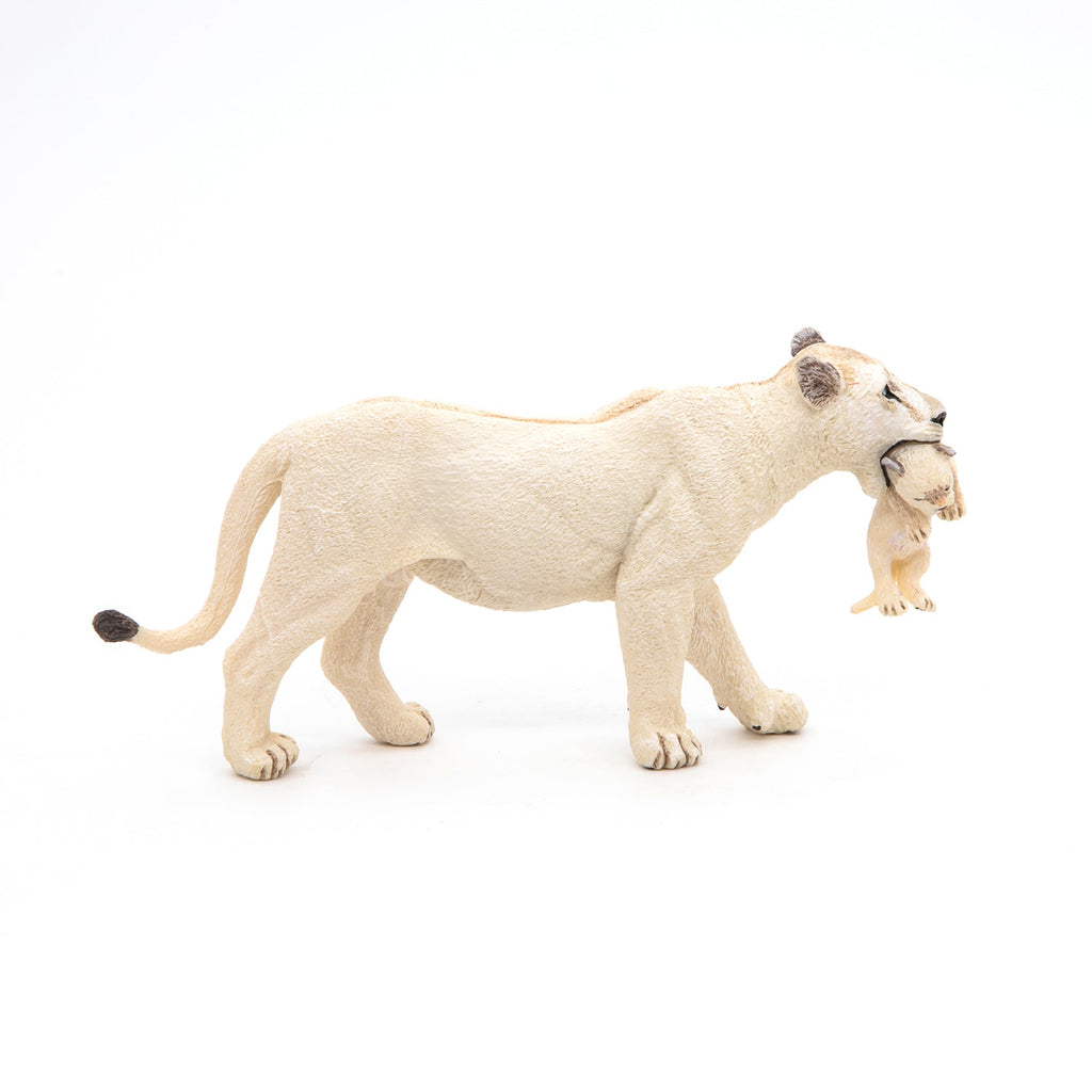 Figurine Lionne blanche avec lionceau Papo - animal sauvage