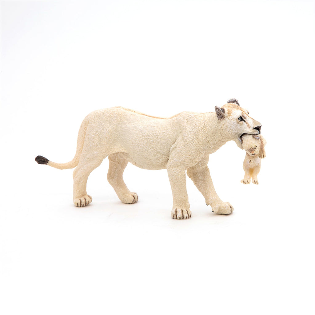 Figurine Lionne blanche avec lionceau Papo - animal sauvage