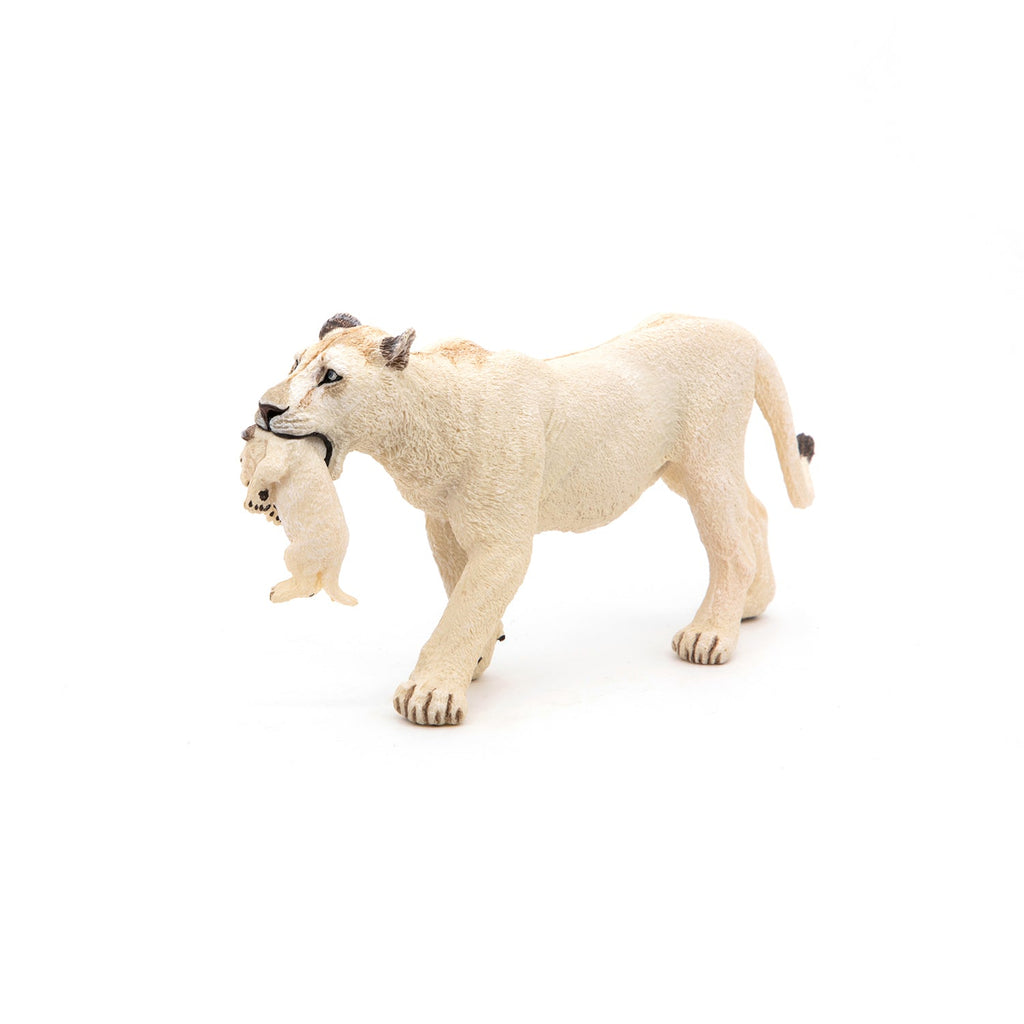 Figurine Lionne blanche avec lionceau Papo - animal sauvage